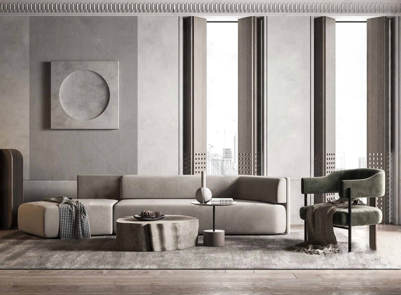 Living Room 3D Interior Scene Model - Wabi Sabi Style - 047