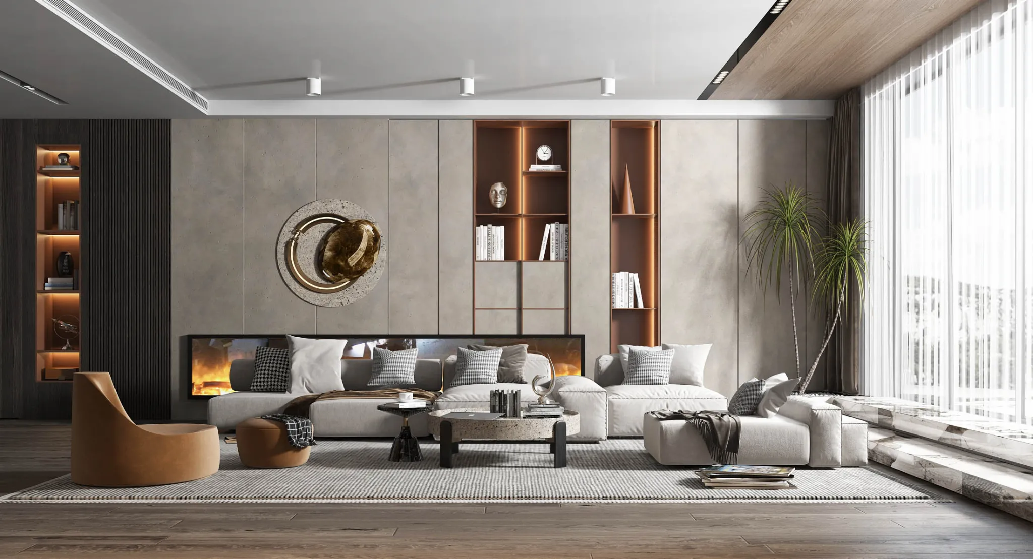 Living Room 3D Interior Scene Model - Wabi Sabi Style - 050