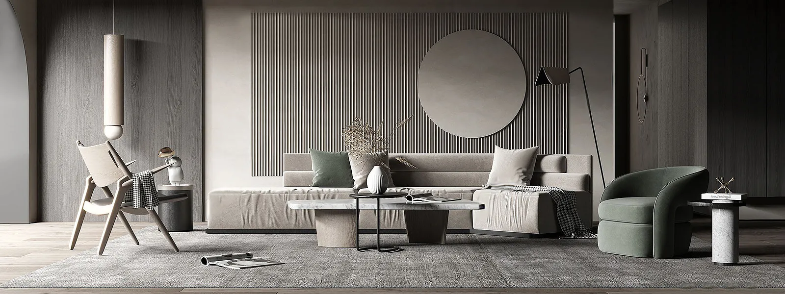 Living Room 3D Interior Scene Model - Wabi Sabi Style - 051