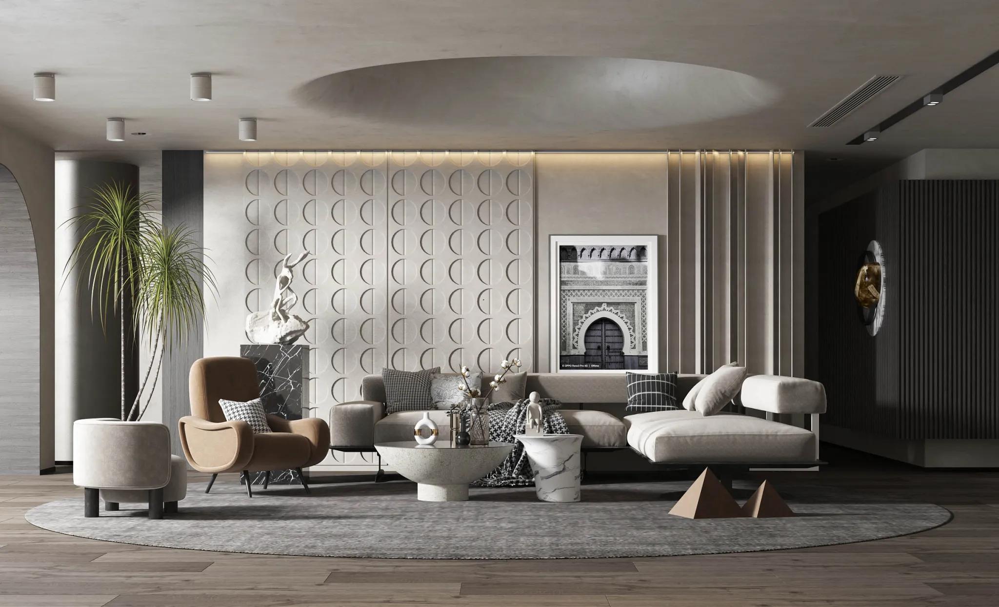 Living Room 3D Interior Scene Model - Wabi Sabi Style - 052