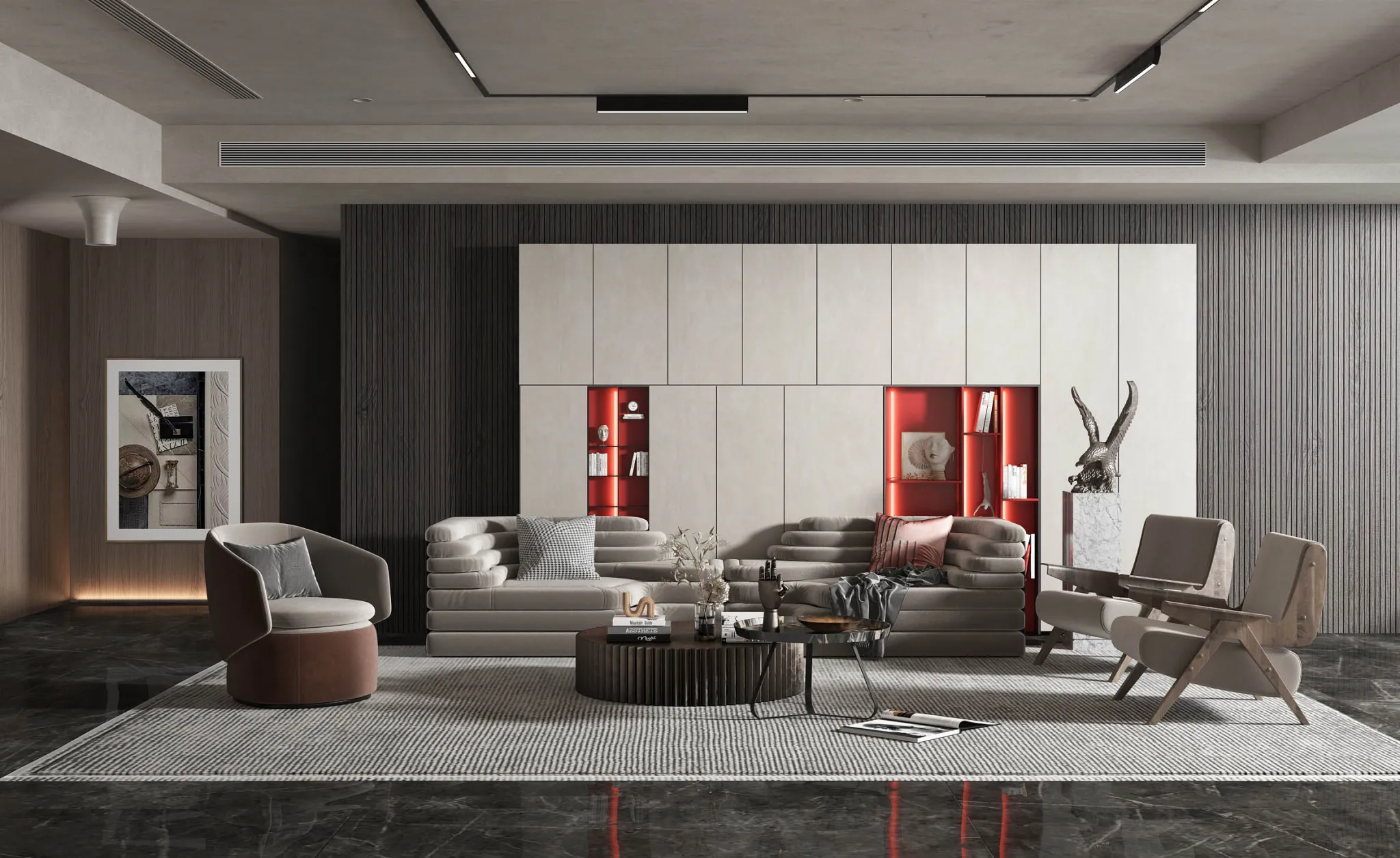 Living Room 3D Interior Scene Model - Wabi Sabi Style - 053