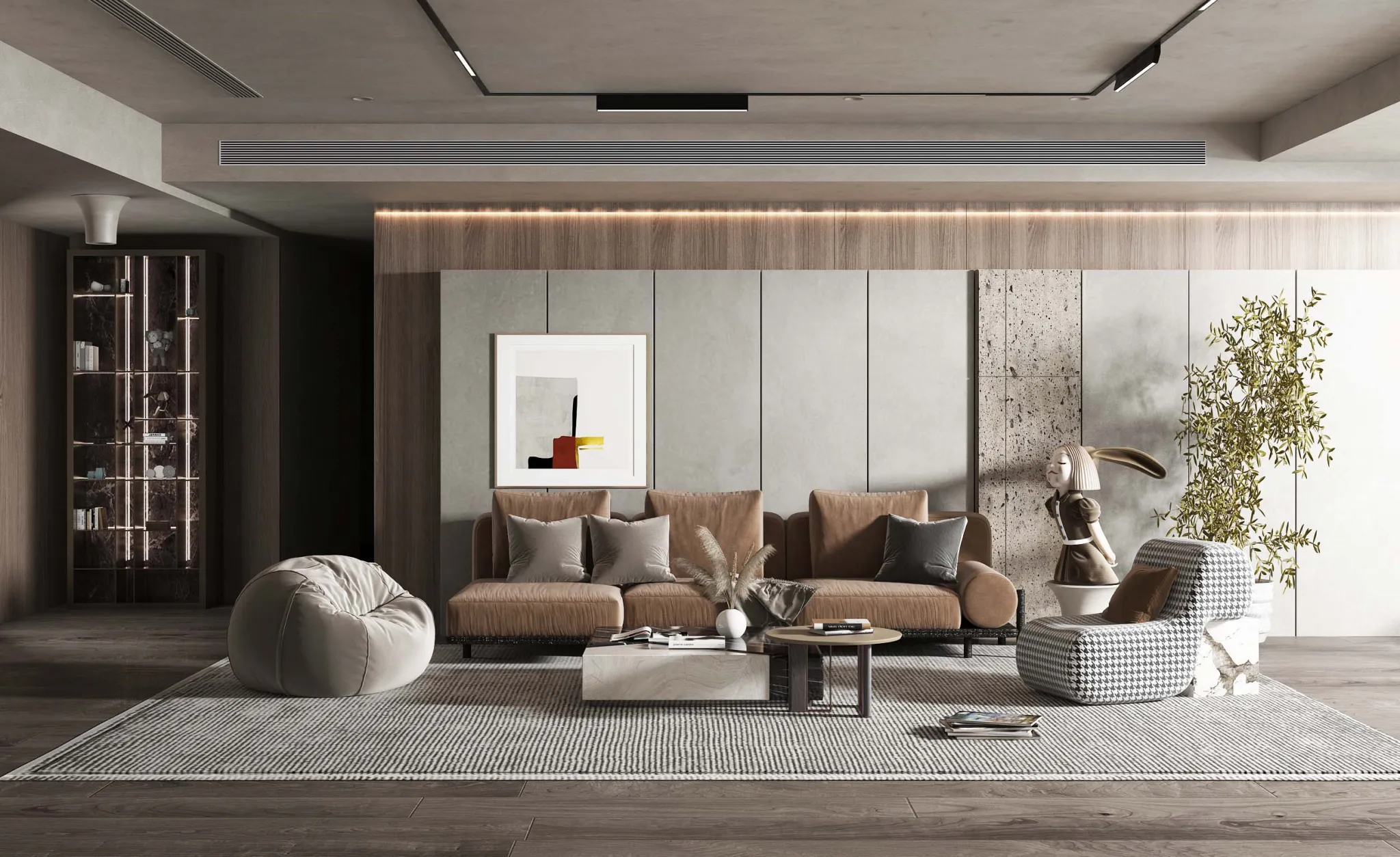 Living Room 3D Interior Scene Model - Wabi Sabi Style - 054