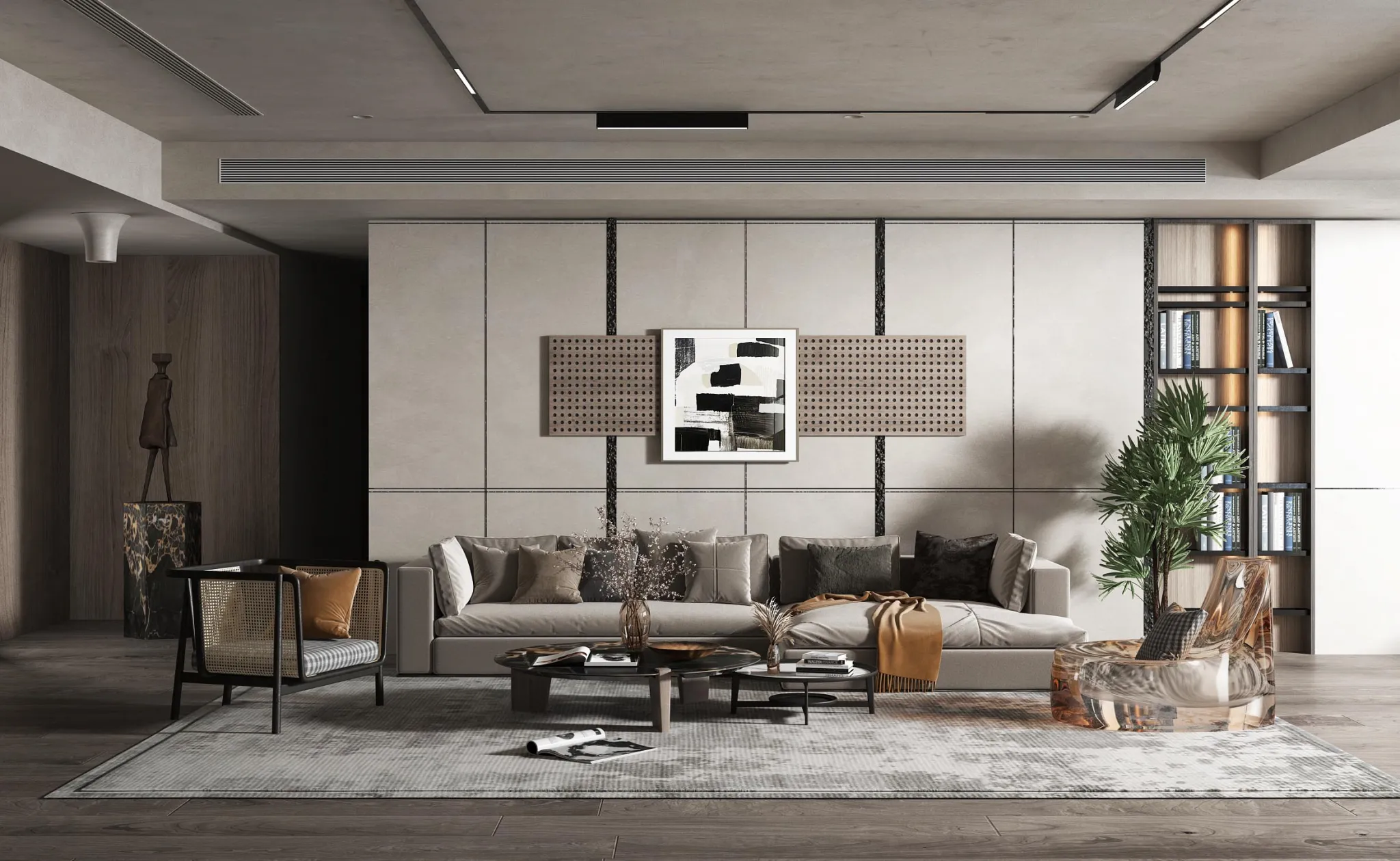 Living Room 3D Interior Scene Model - Wabi Sabi Style - 056