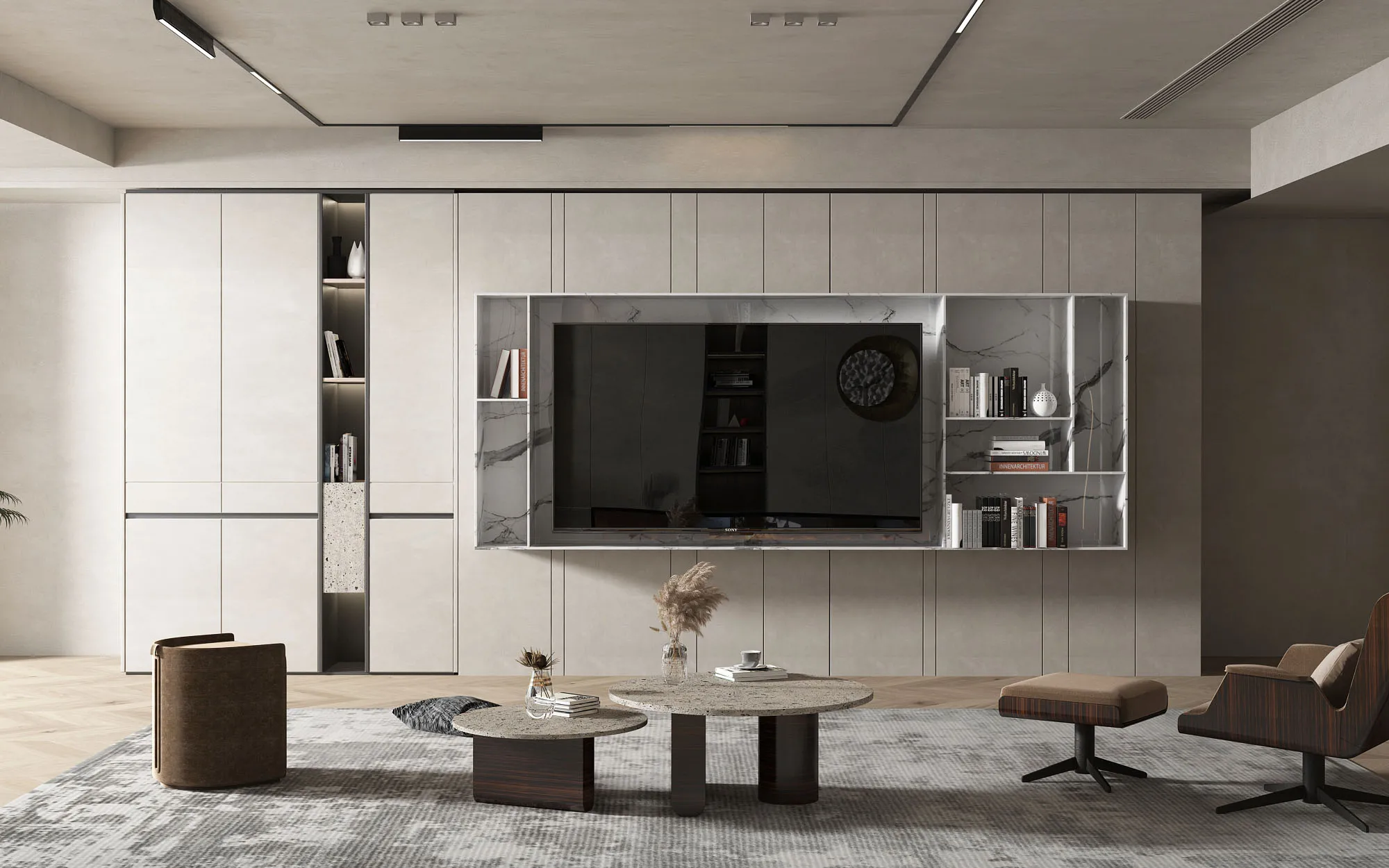 Living Room 3D Interior Scene Model - Wabi Sabi Style - 057