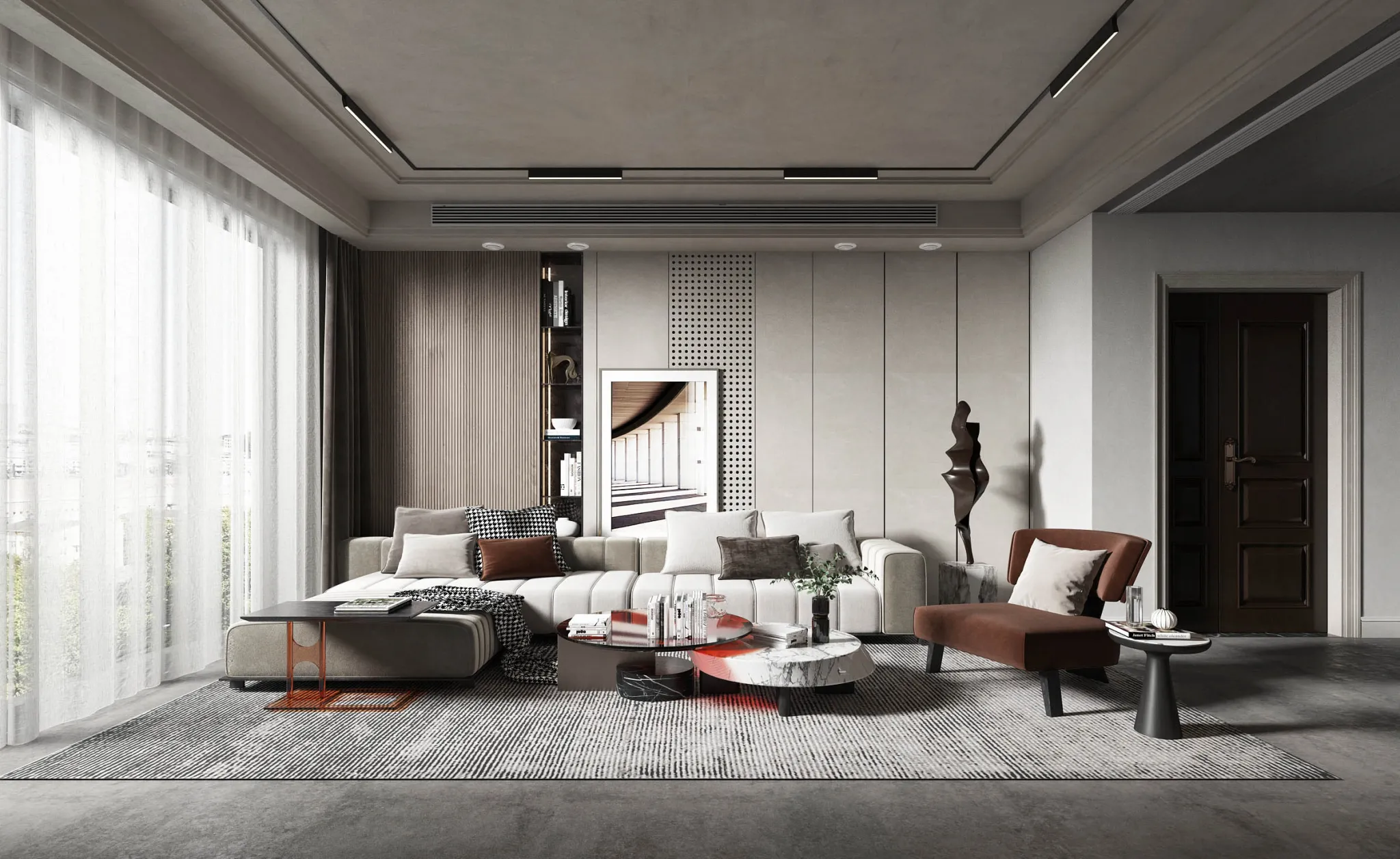 Living Room 3D Interior Scene Model - Wabi Sabi Style - 059