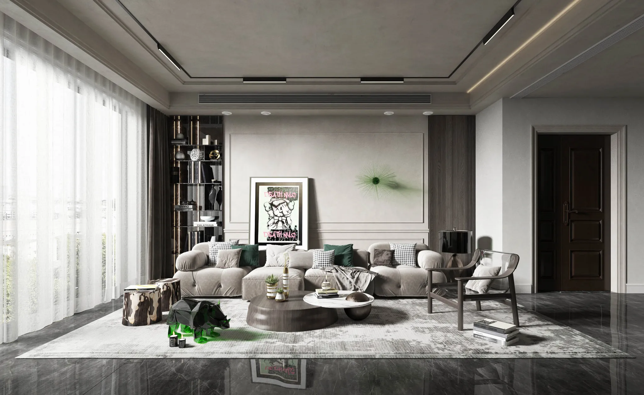 Living Room 3D Interior Scene Model - Wabi Sabi Style - 060