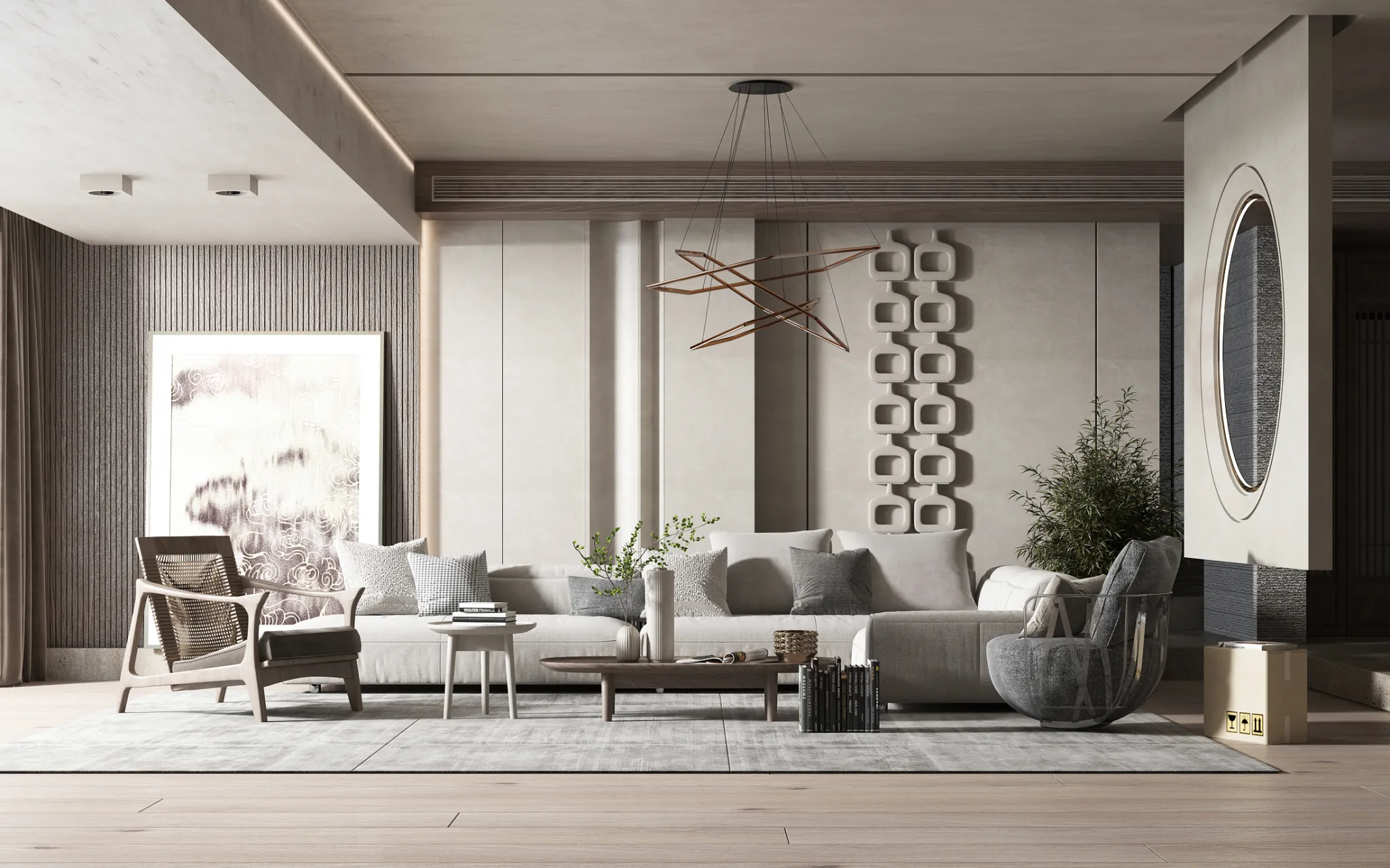 Living Room 3D Interior Scene Model - Wabi Sabi Style - 061