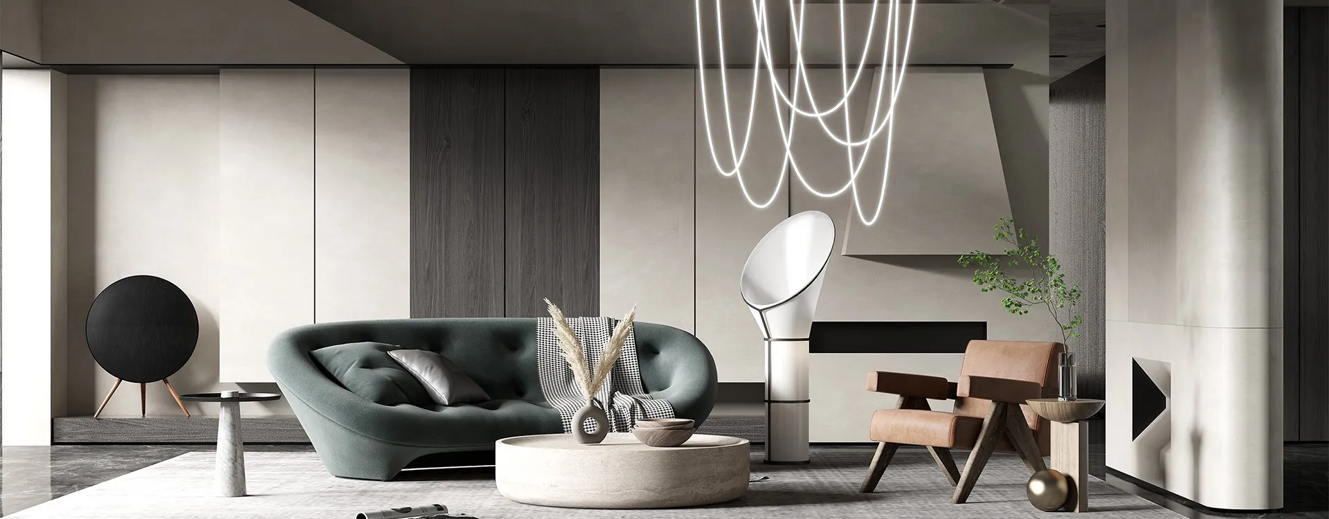 Living Room 3D Interior Scene Model - Wabi Sabi Style - 062