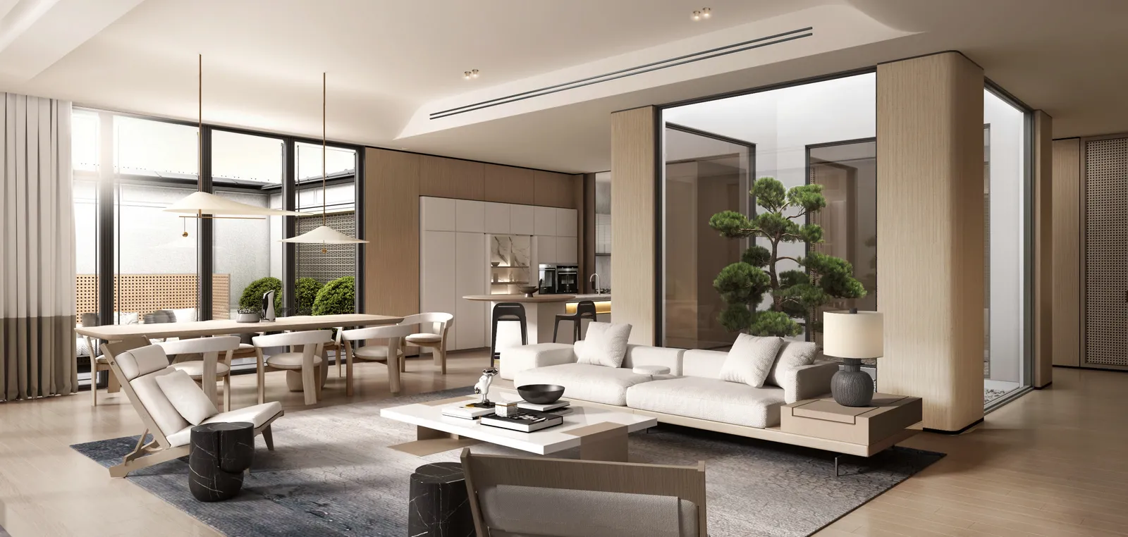 Living Room 3D Interior Scene Model - Wabi Sabi Style - 063