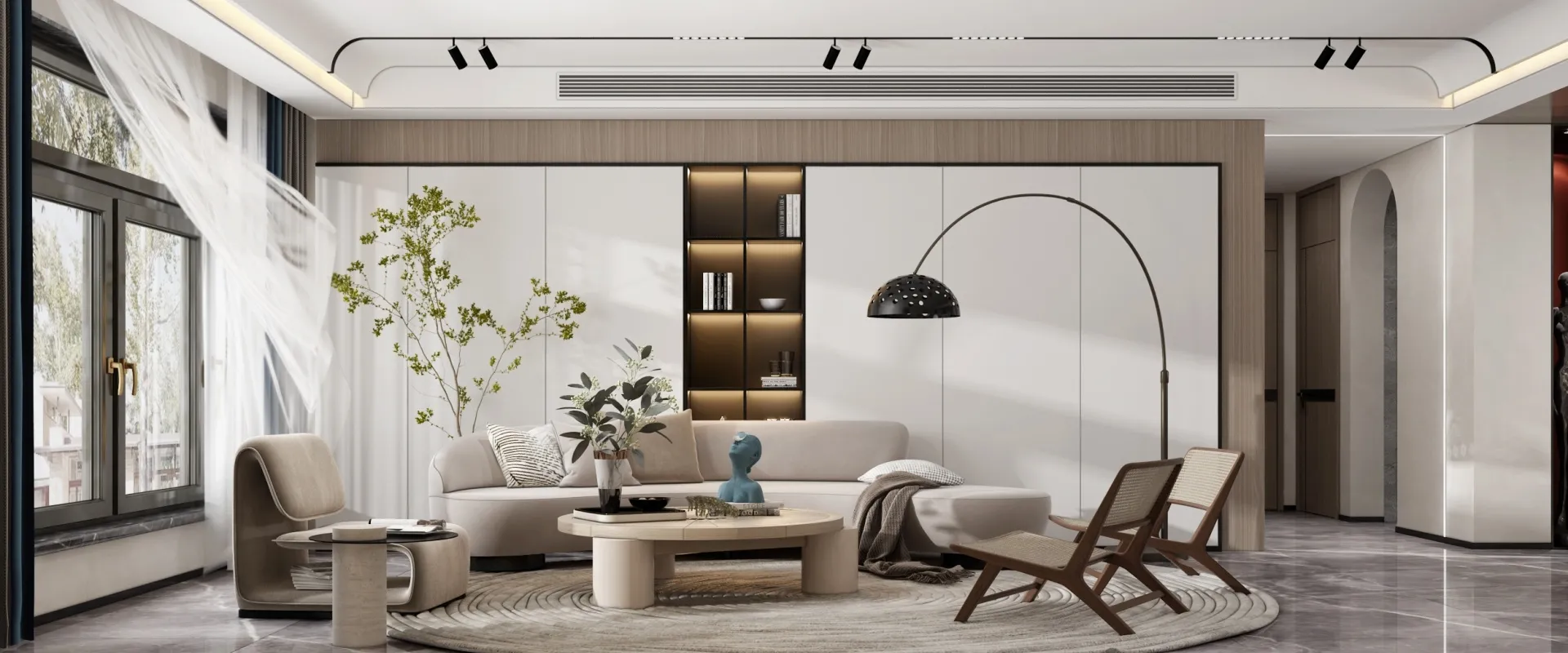 Living Room 3D Interior Scene Model - Wabi Sabi Style - 064