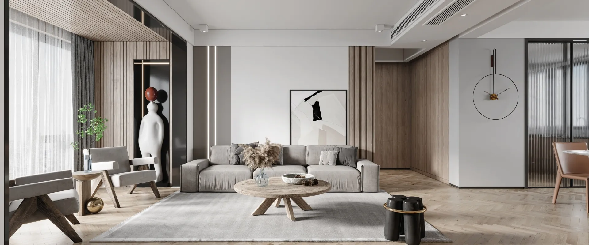 Living Room 3D Interior Scene Model - Wabi Sabi Style - 065