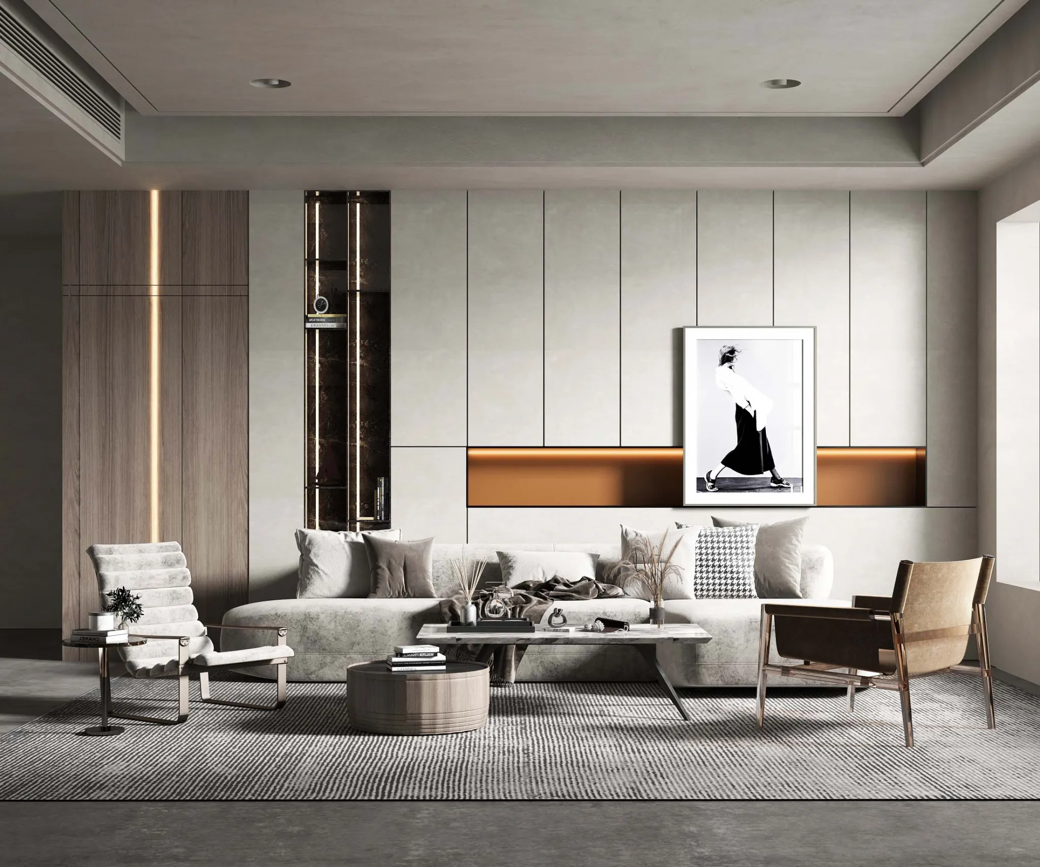 Living Room 3D Interior Scene Model - Wabi Sabi Style - 067