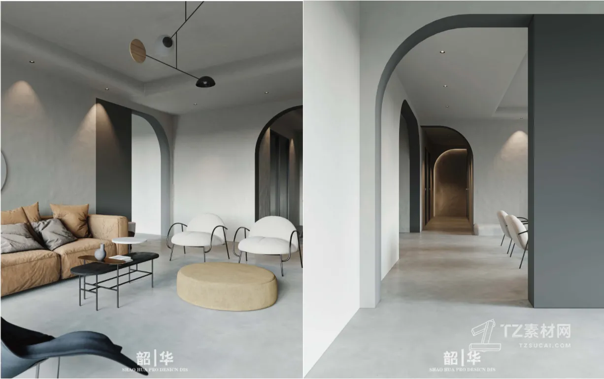 Living Room 3D Interior Scene Model - Wabi Sabi Style - 069