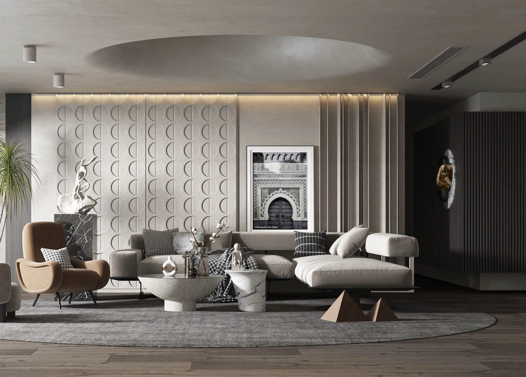 Living Room 3D Interior Scene Model - Wabi Sabi Style - 071