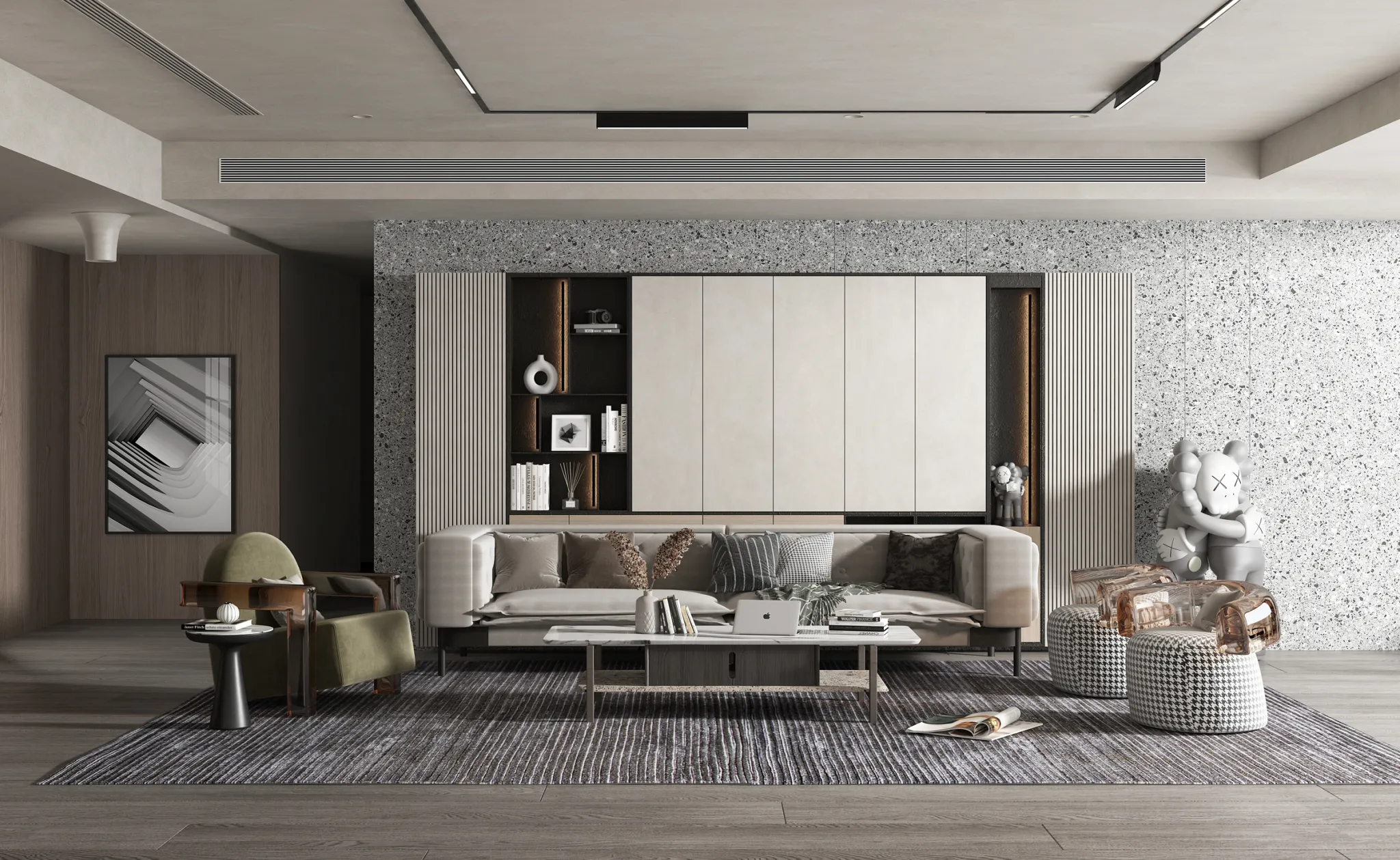 Living Room 3D Interior Scene Model - Wabi Sabi Style - 073