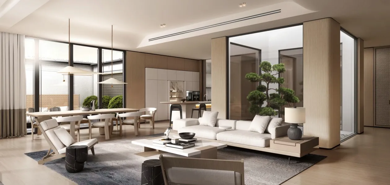 Living Room 3D Interior Scene Model - Wabi Sabi Style - 074