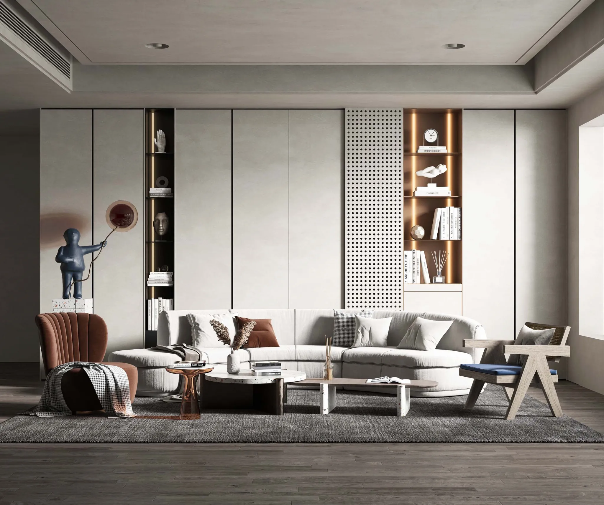 Living Room 3D Interior Scene Model - Wabi Sabi Style - 075