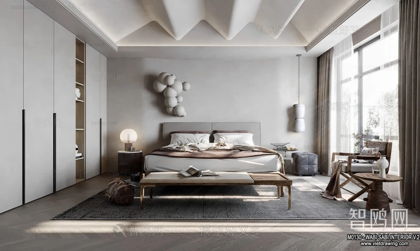 Living Room 3D Interior Scene Model - Wabi Sabi Style - 186