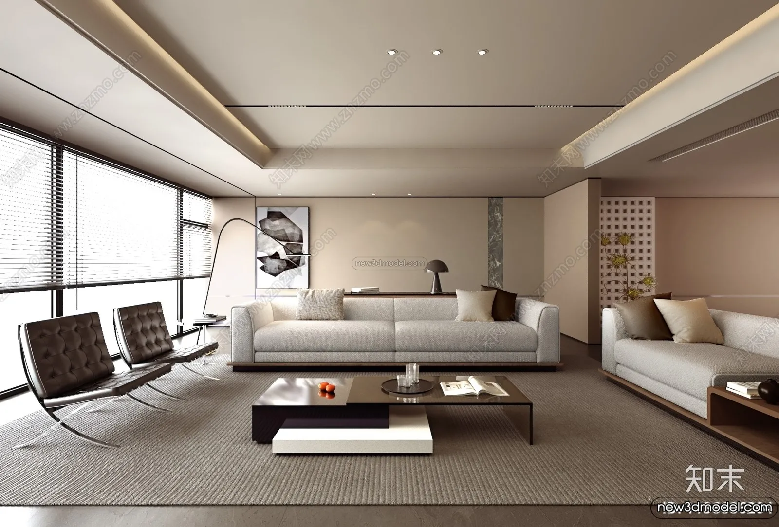 Living Room 3D Interior Scene Model - Wabi Sabi Style - 246