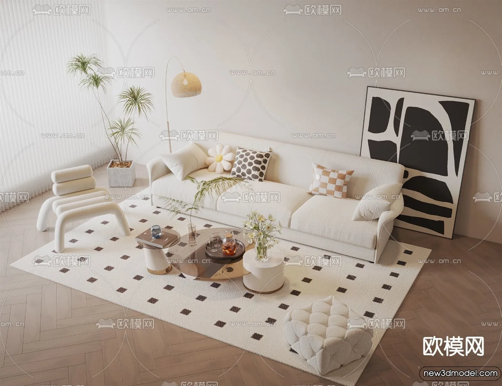 Living Room - 3D Models - 3D Interior Scenes - Modern Style - 009