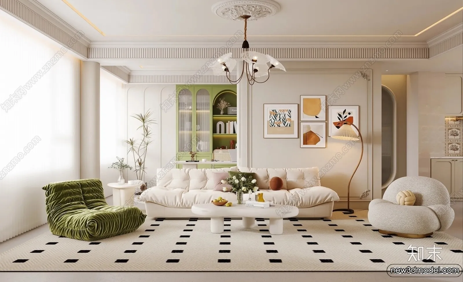 Living Room - 3D Models - 3D Interior Scenes - Modern Style - 010