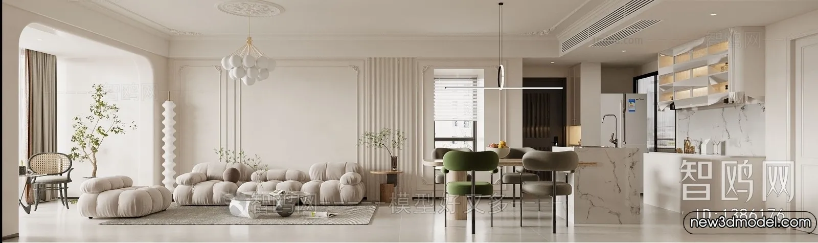 Living Room - 3D Models - 3D Interior Scenes - Modern Style - 012