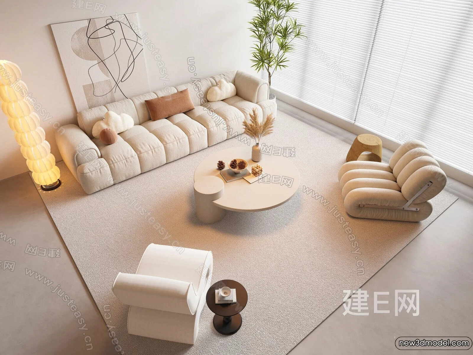 Living Room - 3D Models - 3D Interior Scenes - Modern Style - 015