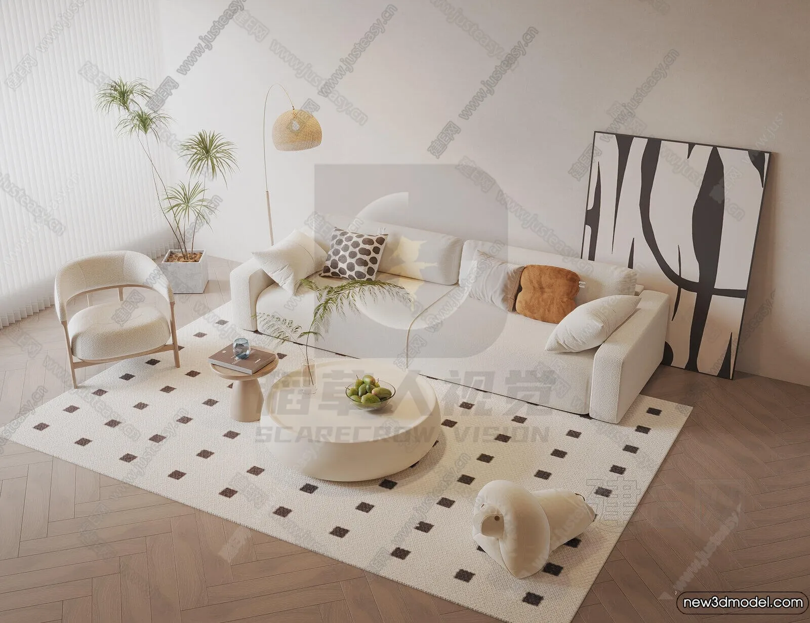 Living Room - 3D Models - 3D Interior Scenes - Modern Style - 016