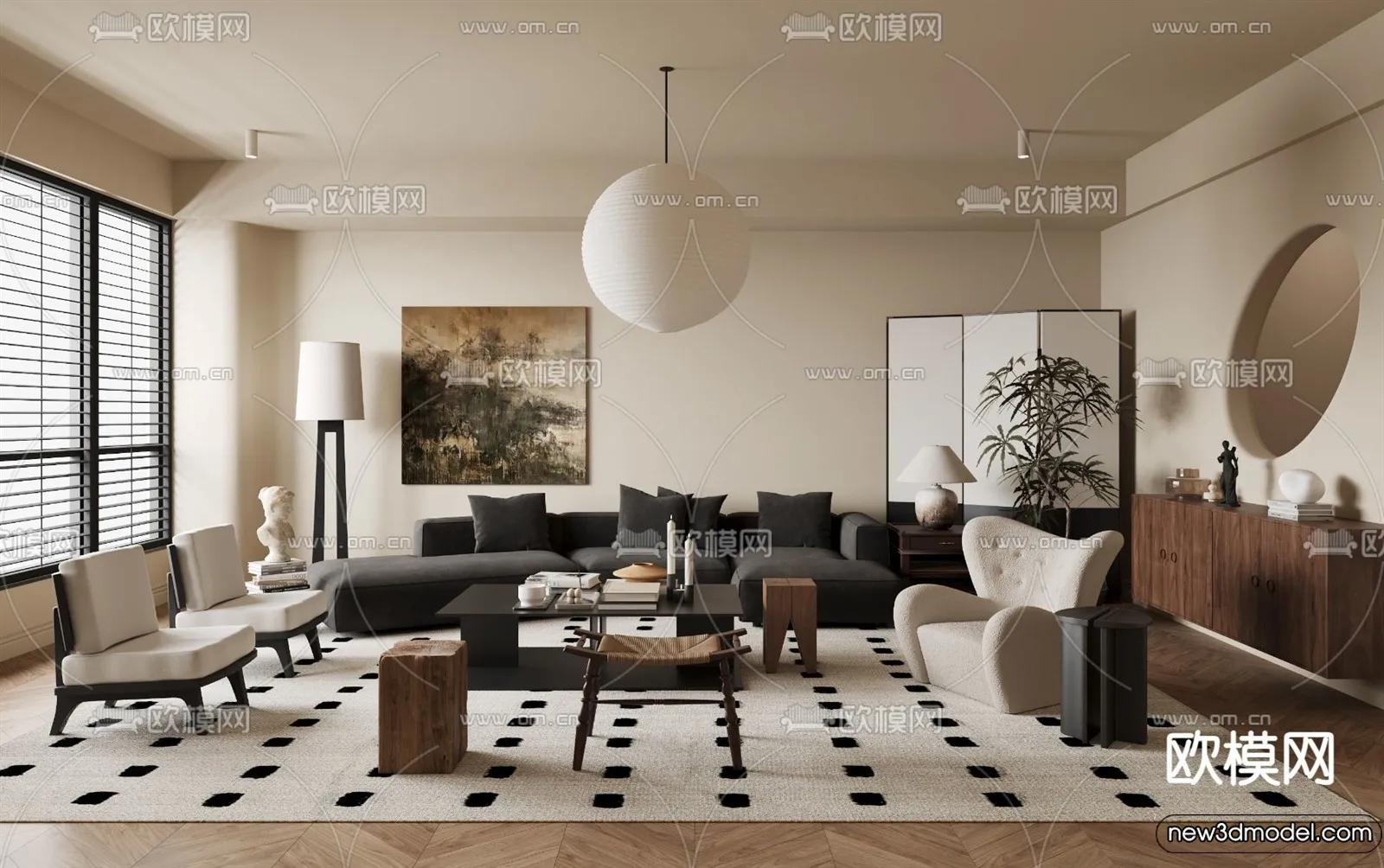 Living Room - 3D Models - 3D Interior Scenes - Modern Style - 022
