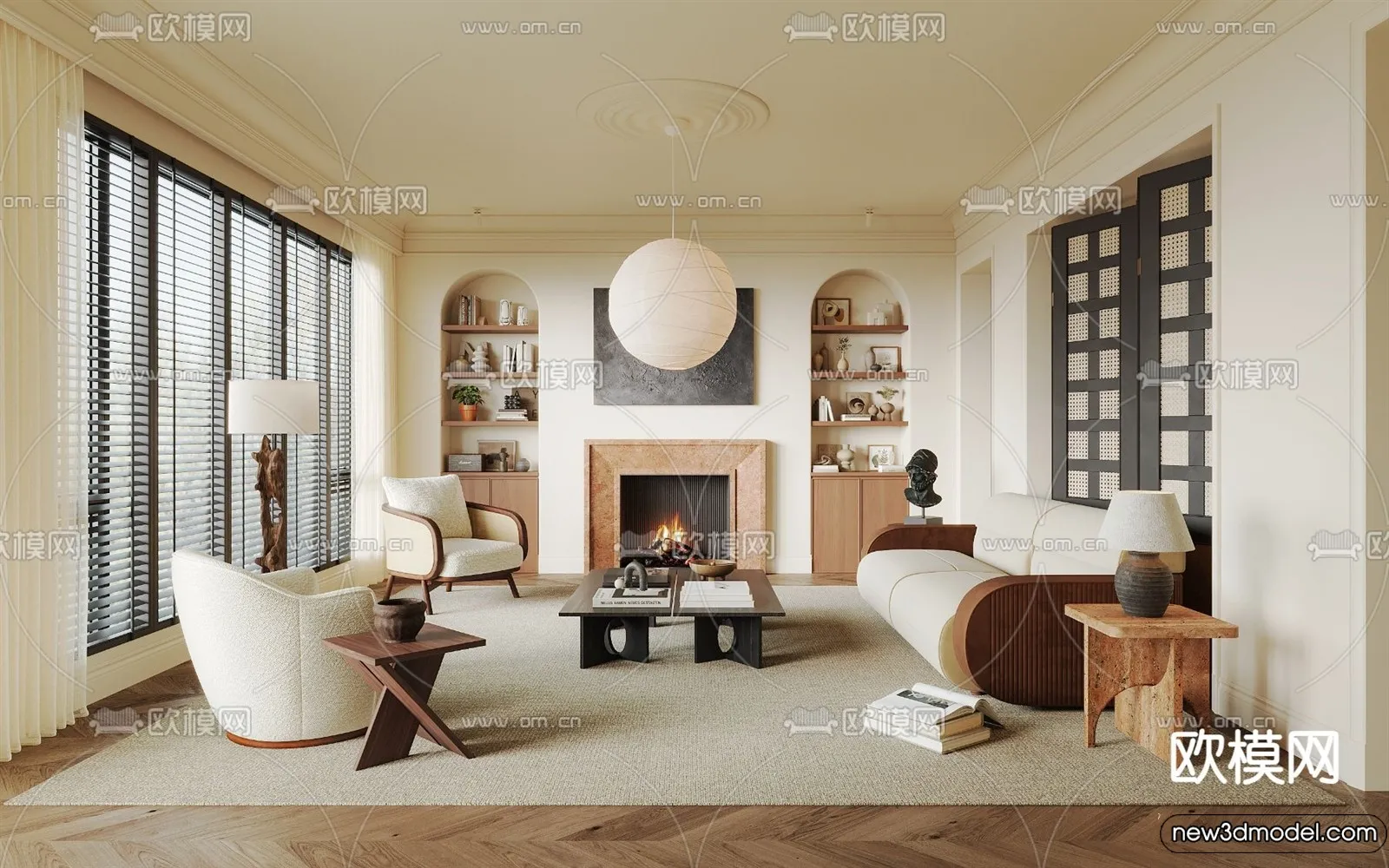 Living Room - 3D Models - 3D Interior Scenes - Modern Style - 023