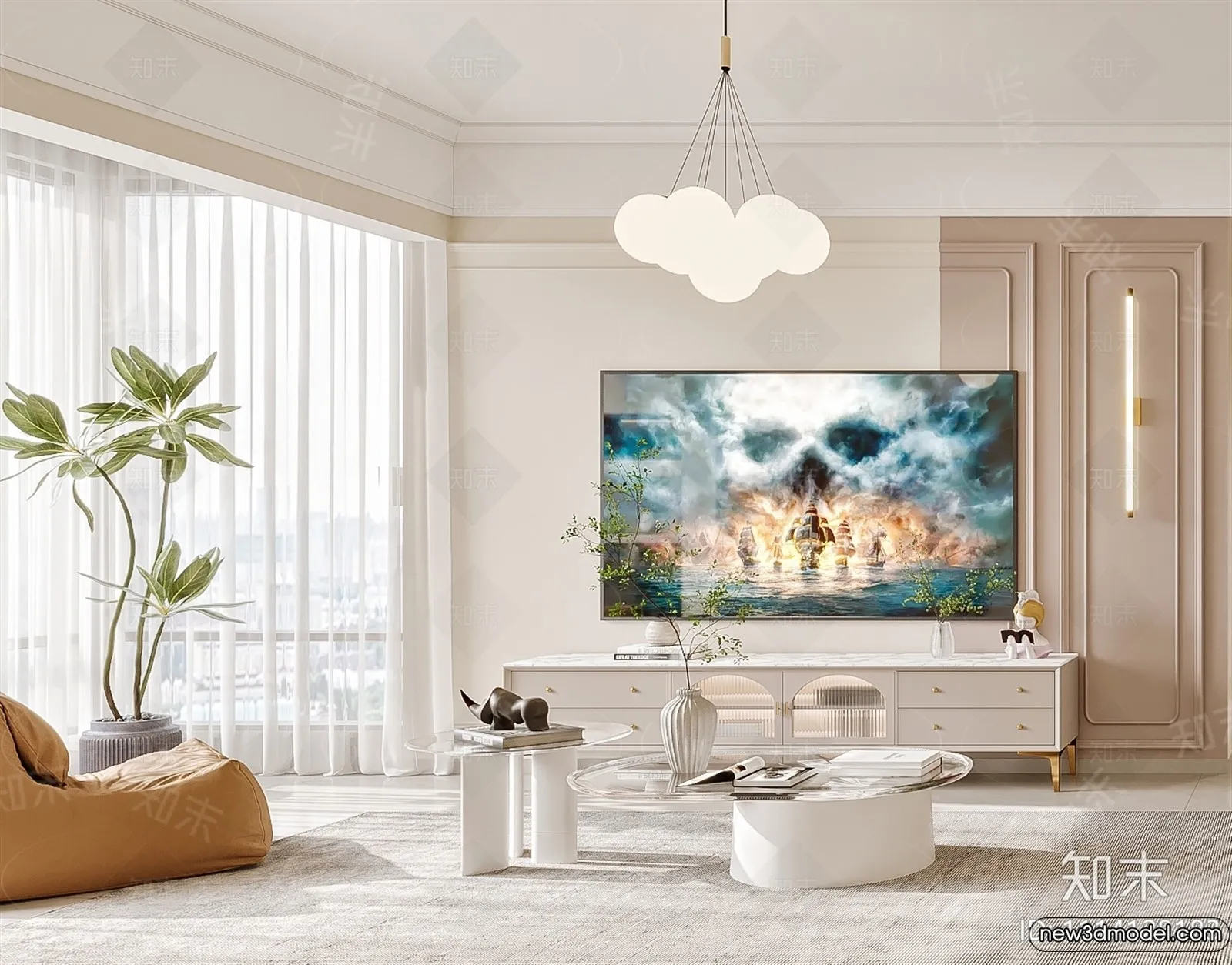 Living Room - 3D Models - 3D Interior Scenes - Modern Style - 034