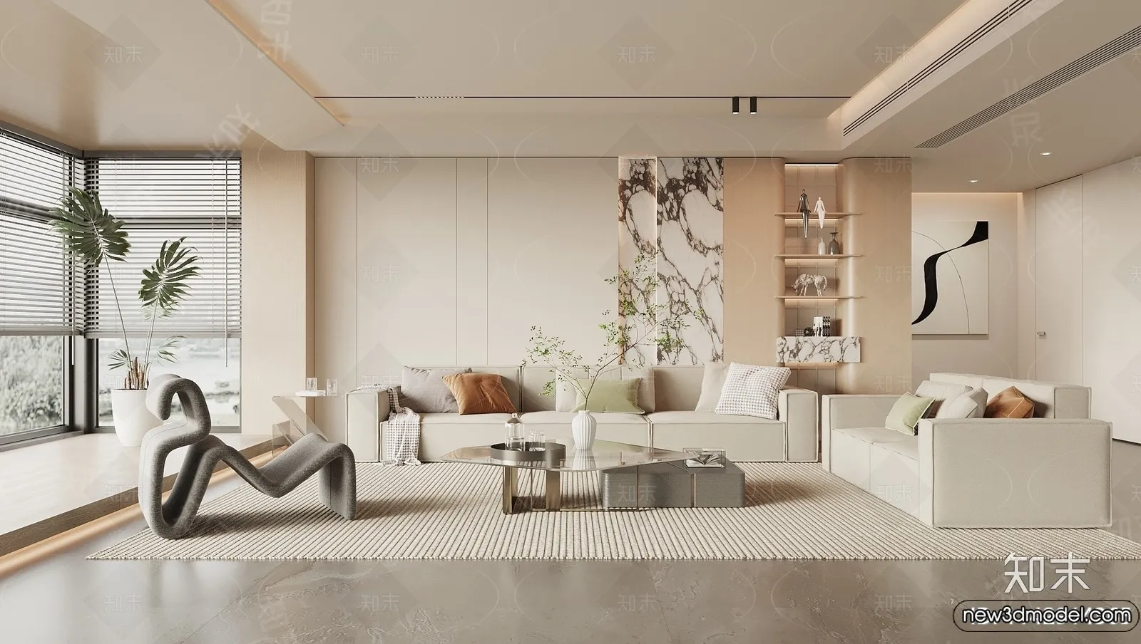 Living Room - 3D Models - 3D Interior Scenes - Modern Style - 038