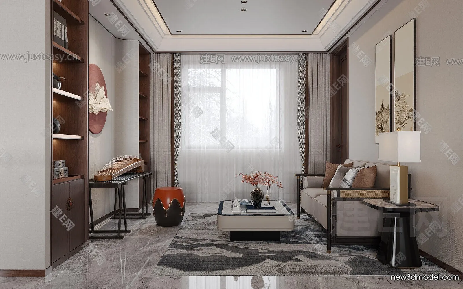 Living Room - 3D Models - 3D Interior Scenes - Modern Style - 042