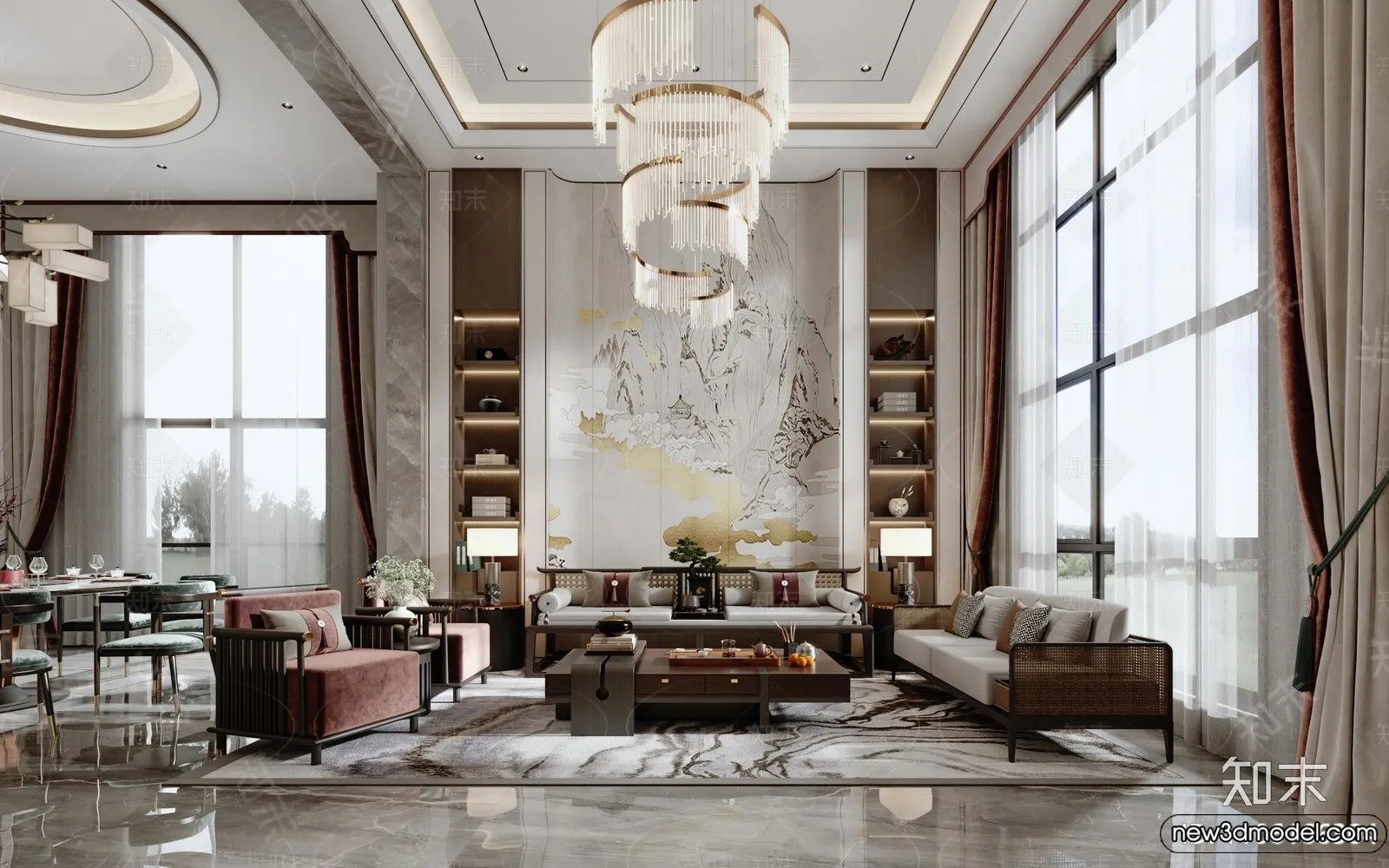 Living Room - 3D Models - 3D Interior Scenes - Modern Style - 045