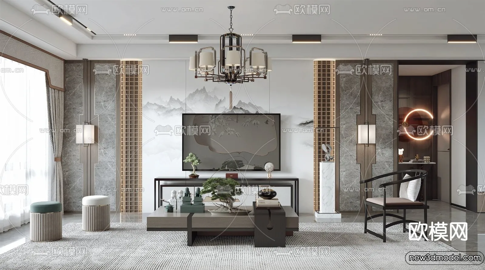 Living Room - 3D Models - 3D Interior Scenes - Modern Style - 070