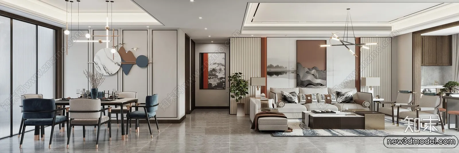 Living Room - 3D Models - 3D Interior Scenes - Modern Style - 073