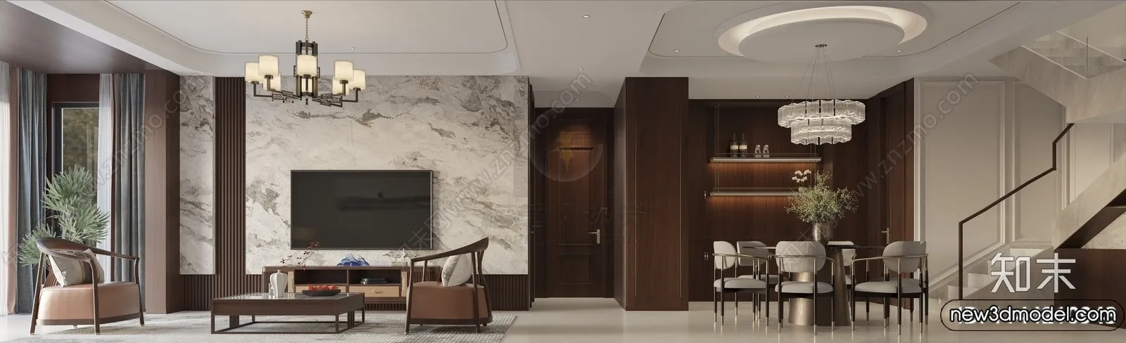 Living Room - 3D Models - 3D Interior Scenes - Modern Style - 081