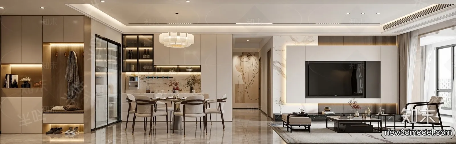 Living Room - 3D Models - 3D Interior Scenes - Modern Style - 088