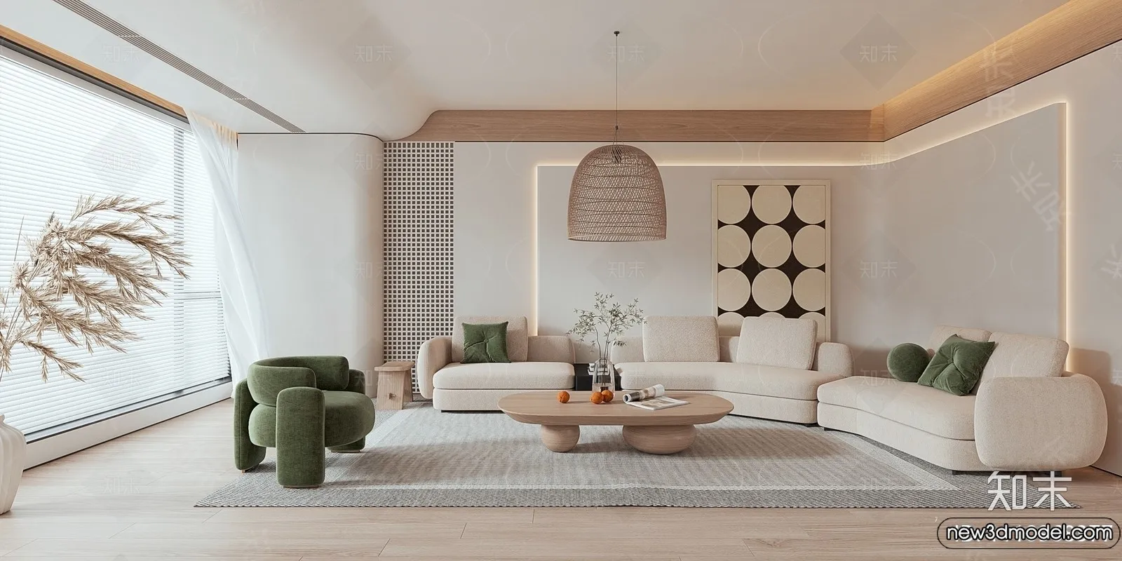 Living Room - 3D Models - 3D Interior Scenes - Modern Style - 090