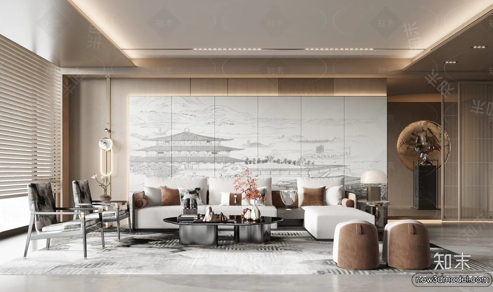 Living Room - 3D Models - 3D Interior Scenes - Modern Style - 091