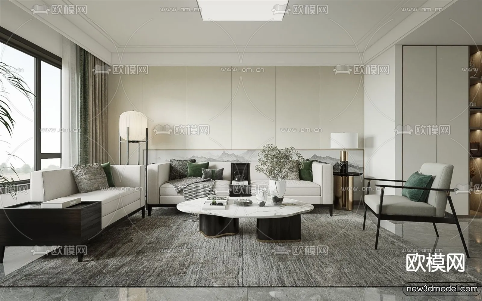 Living Room - 3D Models - 3D Interior Scenes - Modern Style - 092