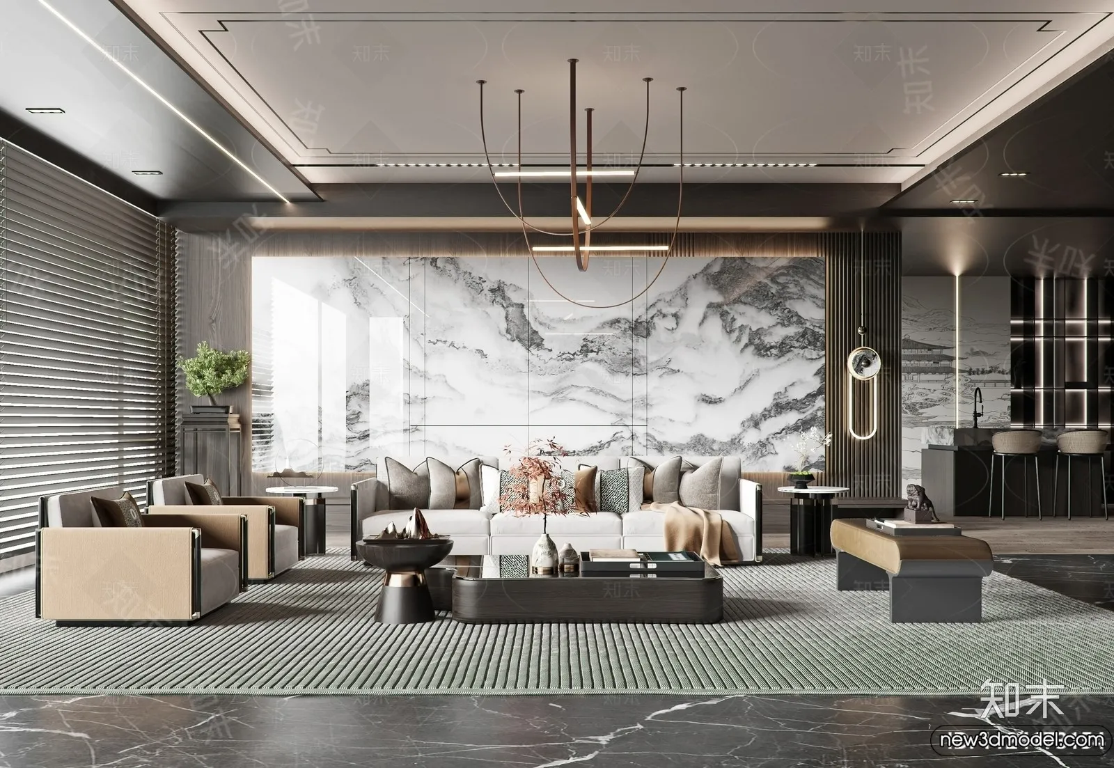 Living Room - 3D Models - 3D Interior Scenes - Modern Style - 093