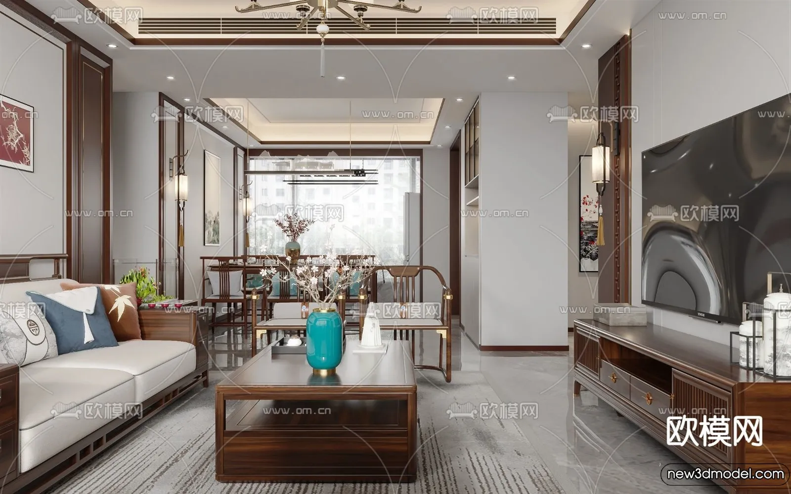 Living Room - 3D Models - 3D Interior Scenes - Modern Style - 098