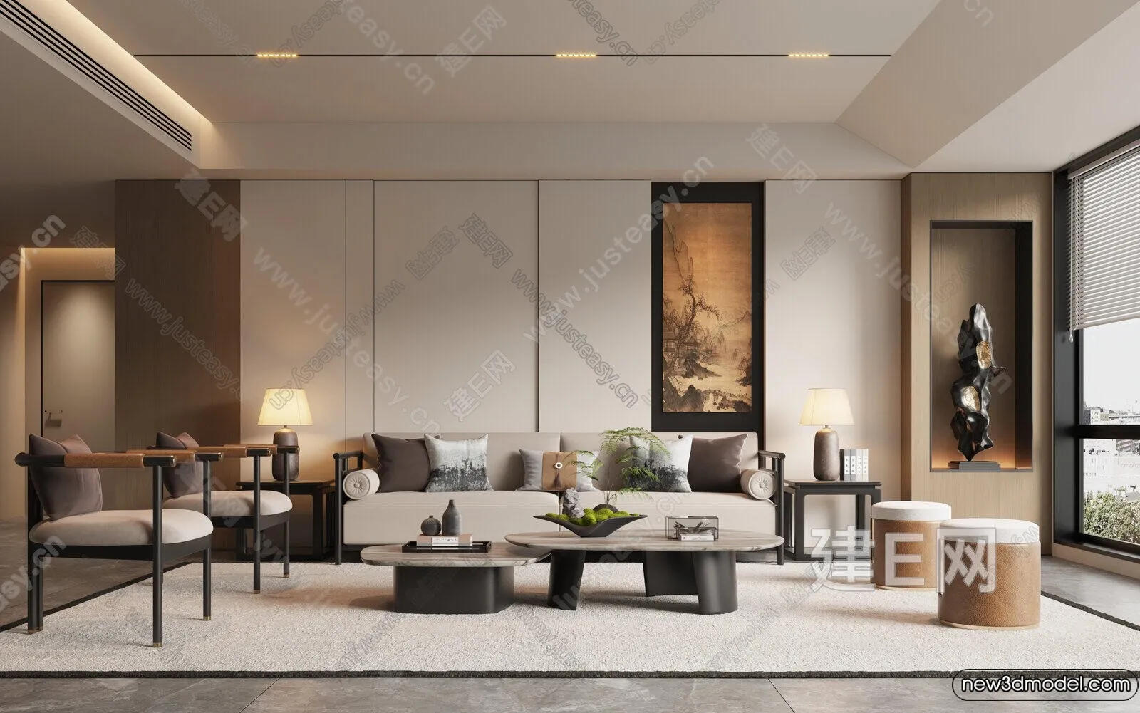 Living Room - 3D Models - 3D Interior Scenes - Modern Style - 104