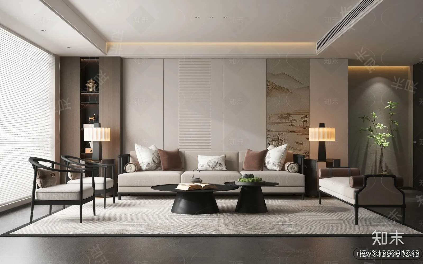 Living Room - 3D Models - 3D Interior Scenes - Modern Style - 105