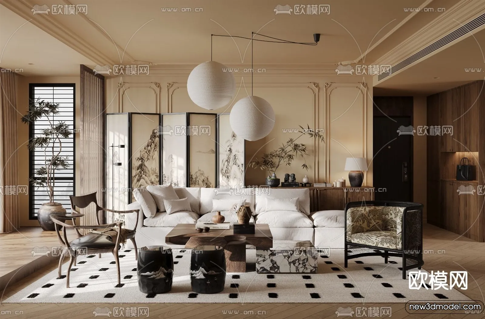 Living Room - 3D Models - 3D Interior Scenes - Modern Style - 122