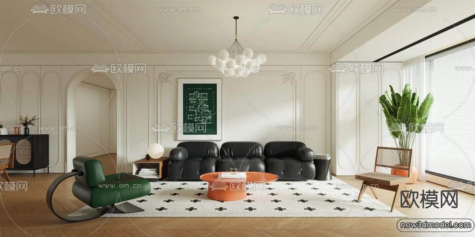 Living Room - 3D Models - 3D Interior Scenes - Modern Style - 130