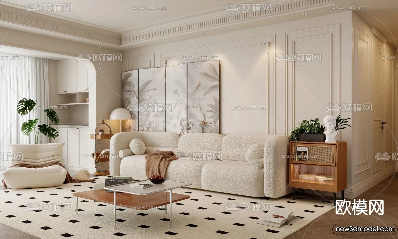 Living Room - 3D Models - 3D Interior Scenes - Modern Style - 131