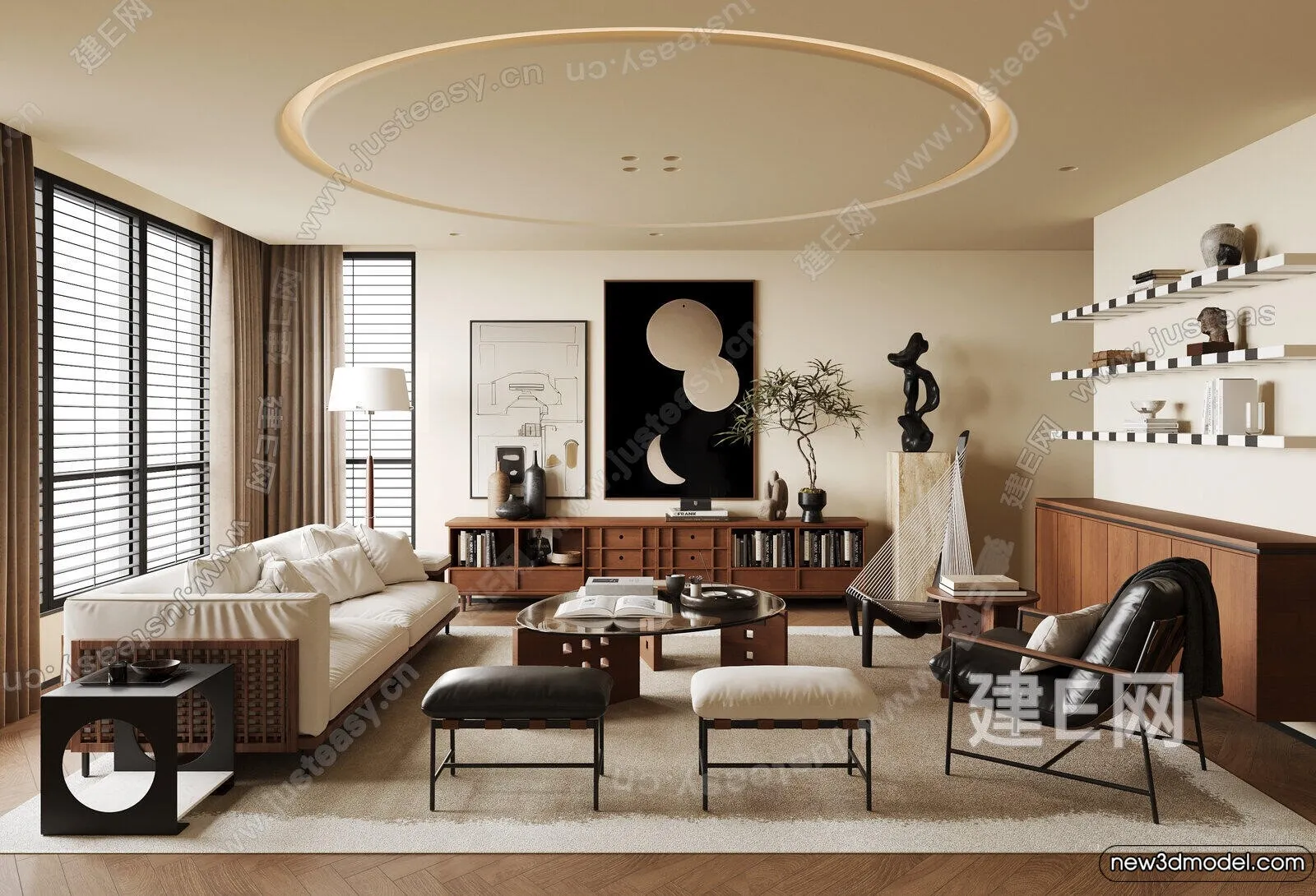 Living Room - 3D Models - 3D Interior Scenes - Modern Style - 132