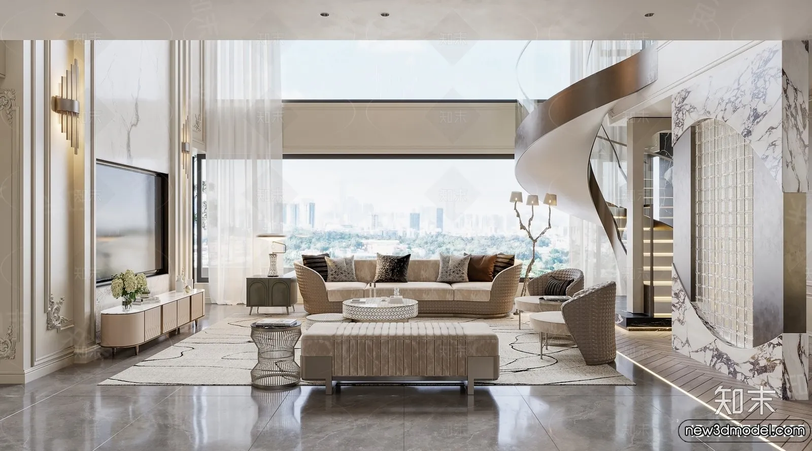 Living Room - 3D Models - 3D Interior Scenes - Modern Style - 163